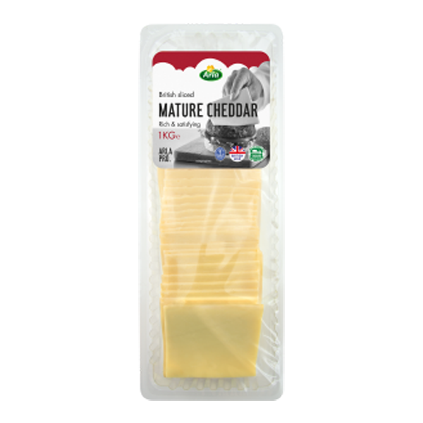 Sliced Arla Mature Cheddar Cheese - 1kg pack - spotonwholesalefoods.co.uk